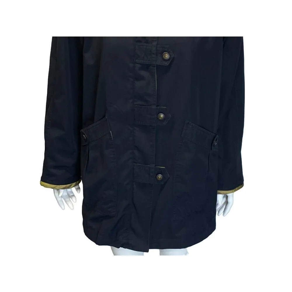 Vintage Misty Harbor Coat Jacket Womens Large L Black Yellow Lining Classic - Picture 4 of 11